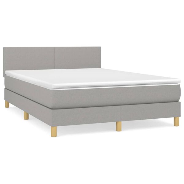 vidaXL Sommier &agrave; lattes de lit avec matelas Gris clair 140x190cm Tissu