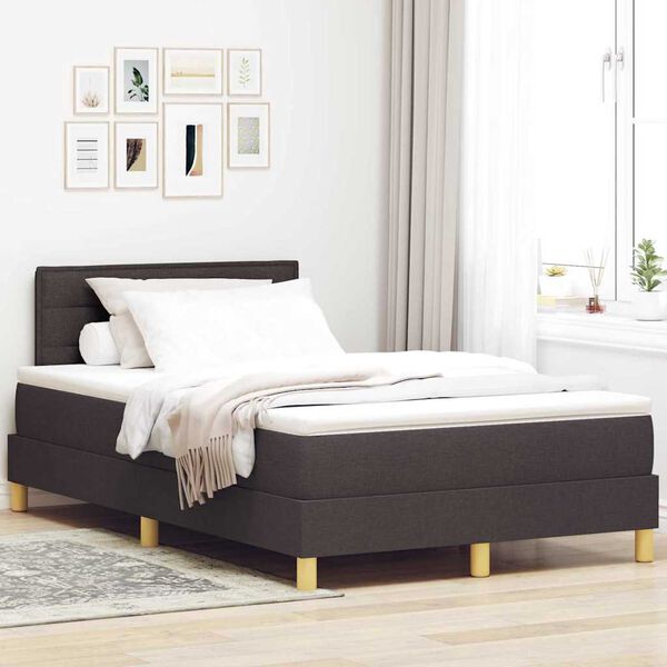 vidaXL Lit &agrave; ressorts avec matelas Marron fonc&eacute; 120 x 190 cm tissu