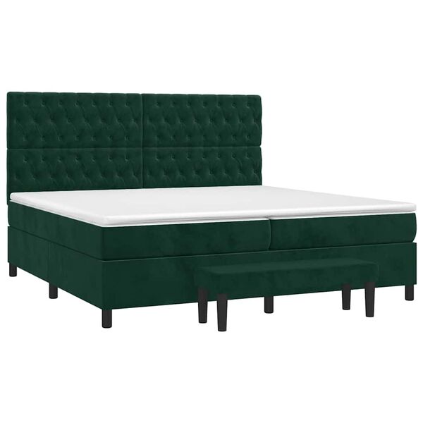 vidaXL Sommier &agrave; lattes de lit et matelas Vert fonc&eacute; 200x200cm Velours