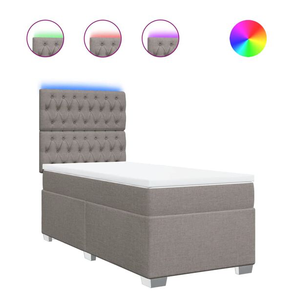 vidaXL Sommier &agrave; lattes de lit avec matelas Taupe 90x190 cm Tissu