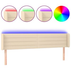 vidaXL T&ecirc;te de lit &agrave; LED Cr&egrave;me 163x16x78/88 cm Tissu