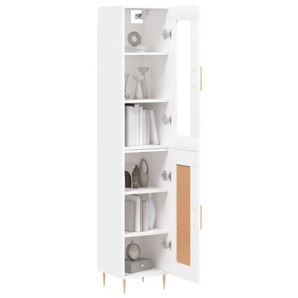vidaXL Buffet haut Blanc 34,5x34x180 cm Bois d'ing&eacute;nierie
