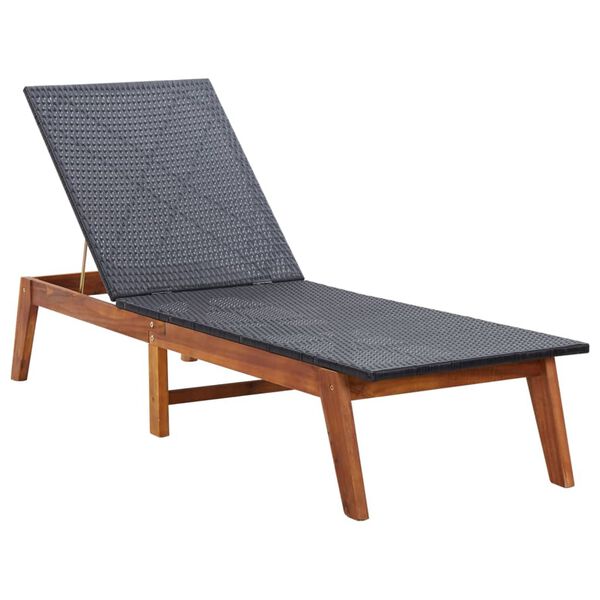 vidaXL Chaise longue R&eacute;sine tress&eacute;e et bois d'acacia massif