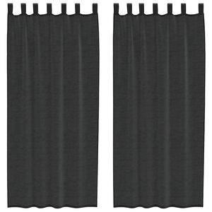 vidaXL Rideaux en voile avec passants 2 pcs noir