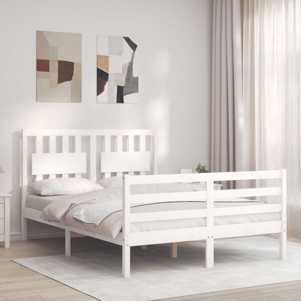 vidaXL Cadre de lit sans matelas blanc 140x200 cm bois massif
