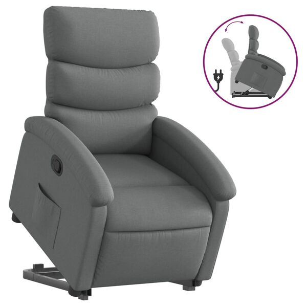 vidaXL Fauteuil inclinable Gris fonc&eacute; Tissu