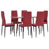 vidaXL Ensemble de salle &agrave; manger 7 pcs Similicuir Rouge bordeaux