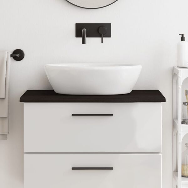 vidaXL Comptoir de salle de bain marron fonc&eacute; 80x30x2 cm bois trait&eacute;