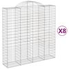 vidaXL Paniers à gabions arqués 8 pcs 200x50x200/220 cm Fer galvanisé