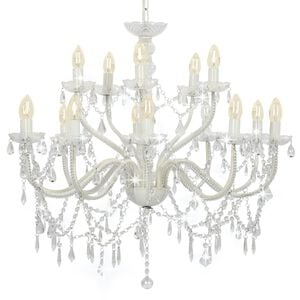 vidaXL Lustre 2 couches Blanc 15 ampoules E14