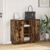 vidaXL Buffet LED Ch&ecirc;ne fum&eacute; 90 x 32 x 75 cm Bois d'ing&eacute;nierie