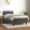 vidaXL Sommier &agrave; lattes de lit et matelas et LED Gris fonc&eacute; 80x200cm