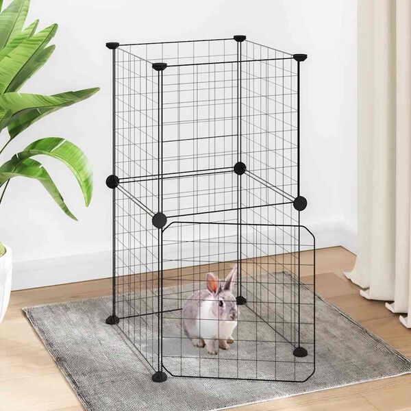 vidaXL Cage animaux de compagnie à 8 panneaux et porte Noir 35x35 cm