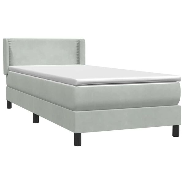 vidaXL Sommier &agrave; lattes de lit et matelas gris clair 90x220 cm velours