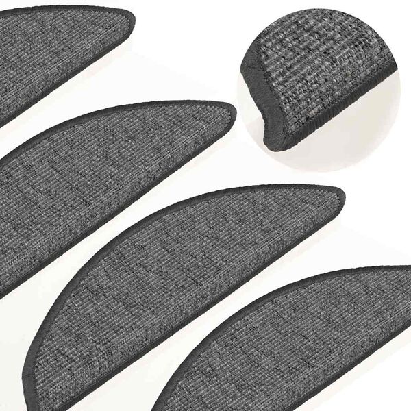 vidaXL Tapis d'escalier 15 pi&egrave;ces 56 x 17 x 3 cm Beige et gris Demi-rond