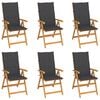 vidaXL Ensemble de 6 chaises pliantes en teck massif avec coussins anthracite