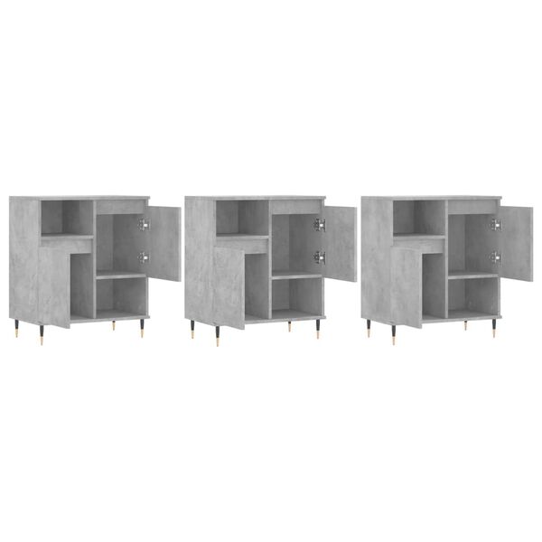 vidaXL Buffets 3 pcs gris b&eacute;ton bois d'ing&eacute;nierie