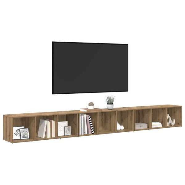 vidaXL Ensemble meuble TV 3 pcs Ch&ecirc;ne artisanal 37 x 35 x 107 cm