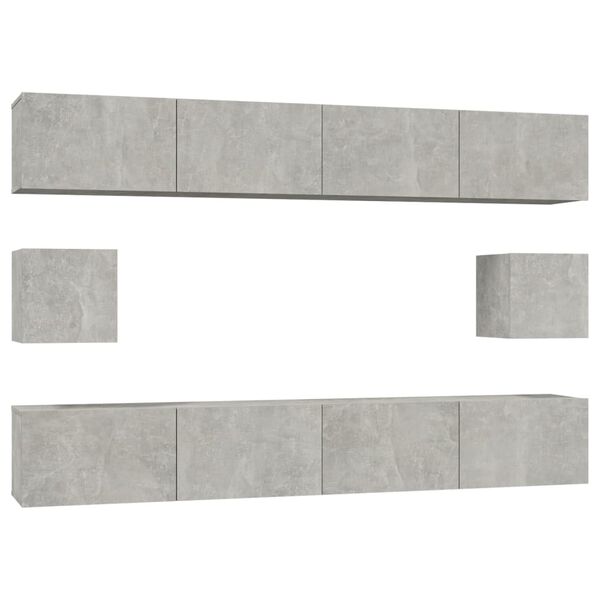 vidaXL Ensemble de meubles TV 6 pcs Gris béton Bois d'ingénierie