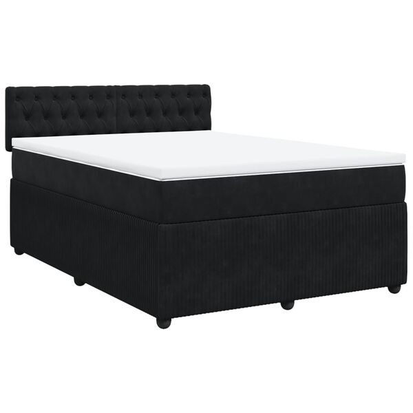 vidaXL Sommier &agrave; lattes de lit avec matelas Noir 140x190 cm Velours