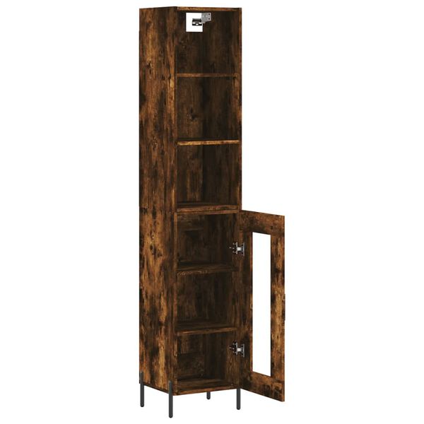 vidaXL Buffet haut Ch&ecirc;ne fum&eacute; 34,5x34x180 cm Bois d'ing&eacute;nierie