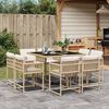 vidaXL Ensemble &agrave; manger de jardin et coussins 9 pcs beige Poly rotin