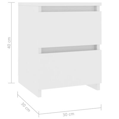 vidaXL Tables de chevet 2 pcs Blanc 30x30x40 cm Bois d'ingénierie
