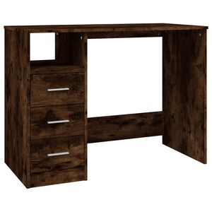 vidaXL Bureau avec tiroirs Ch&ecirc;ne fum&eacute; 102x50x76 cm Bois d'ing&eacute;nierie