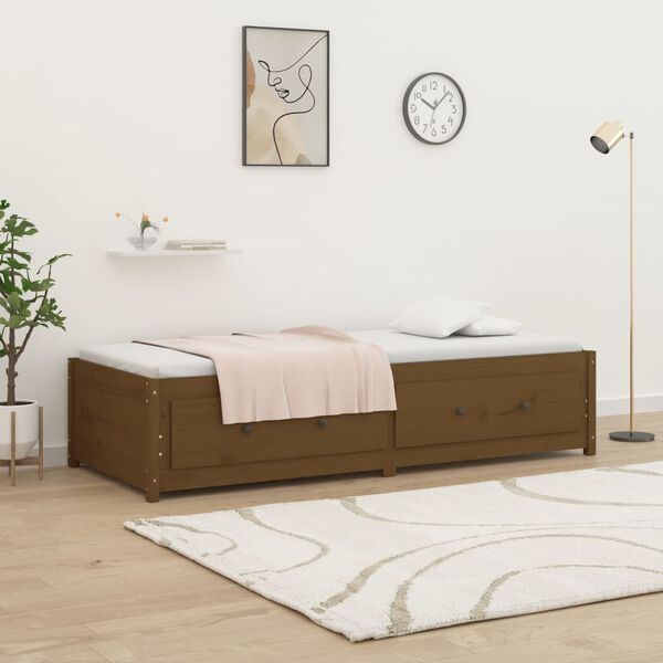 vidaXL Lit de jour sans matelas marron miel 90x200 cm bois pin massif