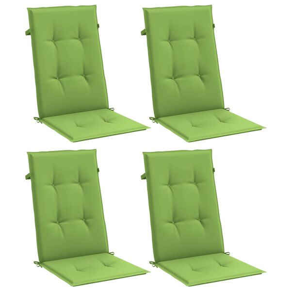 vidaXL Coussins de chaise à dossier haut lot de 4 vert mélangé tissu