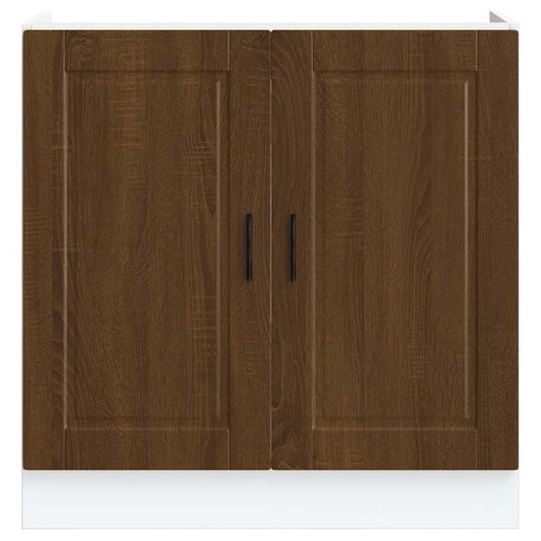 vidaXL Meuble bas pour &eacute;vier Porto ch&ecirc;ne marron bois ing&eacute;nierie