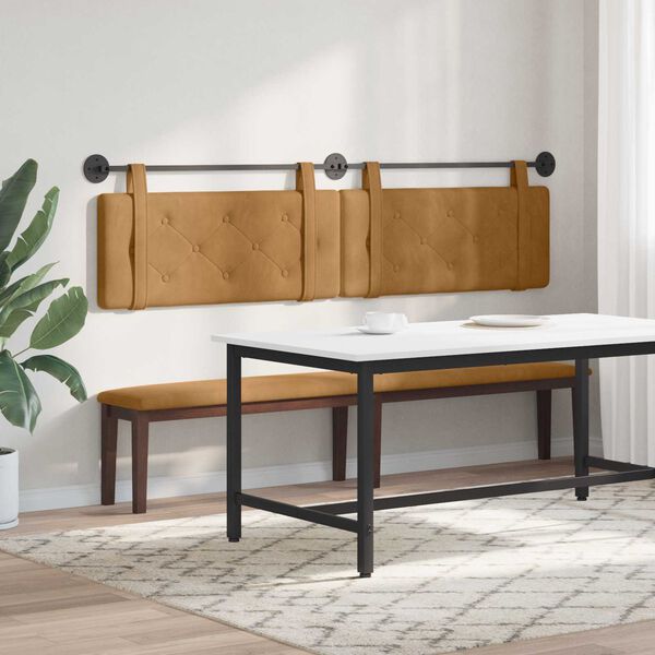 vidaXL T&ecirc;te de lit suspendue Marron 210 x 55 x 5 cm Velours