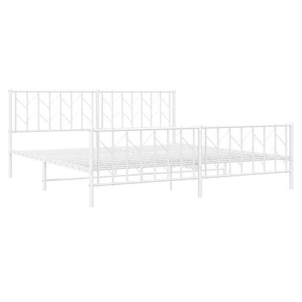 vidaXL Cadre de lit métal sans matelas et pied de lit blanc 193x203 cm