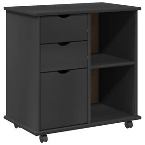 vidaXL Cabinet roulant Gris 63,5 x 39 x 65,5 cm Bois de Pin Massif