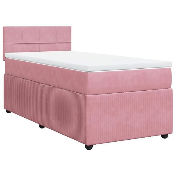 vidaXL Sommier &agrave; lattes de lit avec matelas Rose 90x200 cm Velours