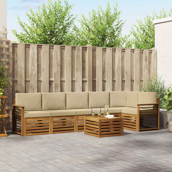 vidaXL Ensembles de canap&eacute;s avec coussin 7 pcs Naturel et Beige