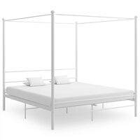 vidaXL Cadre de lit à baldaquin Blanc Métal 180x200 cm