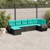 vidaXL Salon de jardin 7 pcs avec coussins noir r&eacute;sine tress&eacute;e