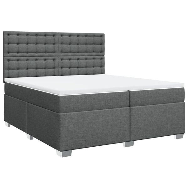 vidaXL Sommier &agrave; lattes de lit avec matelas Gris fonc&eacute; 200x200cm Tissu