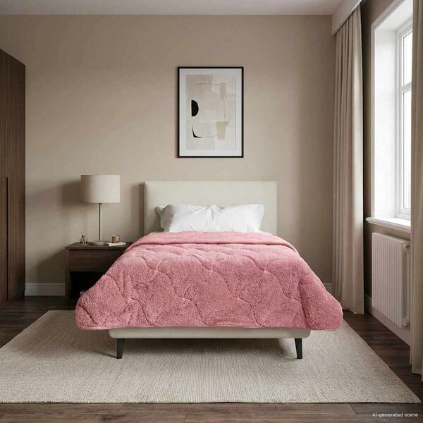 vidaXL Duvet complet toute l'ann&eacute;e Matelass&eacute; Rose 140 x 220 cm