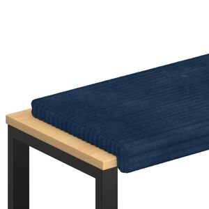 vidaXL Coussin de banc Velours c&ocirc;tel&eacute; en peluche Bleu marine