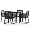 vidaXL Ensemble &agrave; manger de jardin 5 pcs Noir