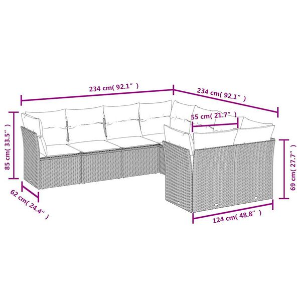 vidaXL Salon de jardin avec coussins 8 pcs beige résine tressée