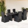 vidaXL Ensemble &agrave; manger de jardin coussins 7 pcs noir r&eacute;sine tress&eacute;e