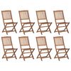 vidaXL Chaises pliables d'ext&eacute;rieur et coussins lot de 8 Bois d'acacia