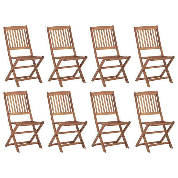 vidaXL Chaises pliables d'ext&eacute;rieur et coussins lot de 8 Bois d'acacia