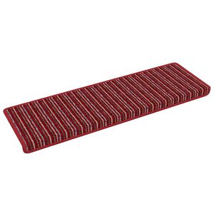 vidaXL Tapis d'escalier auto-adh&eacute;sifs Ray&eacute; 15 pcs Rouge 65 x 21 x 4 cm