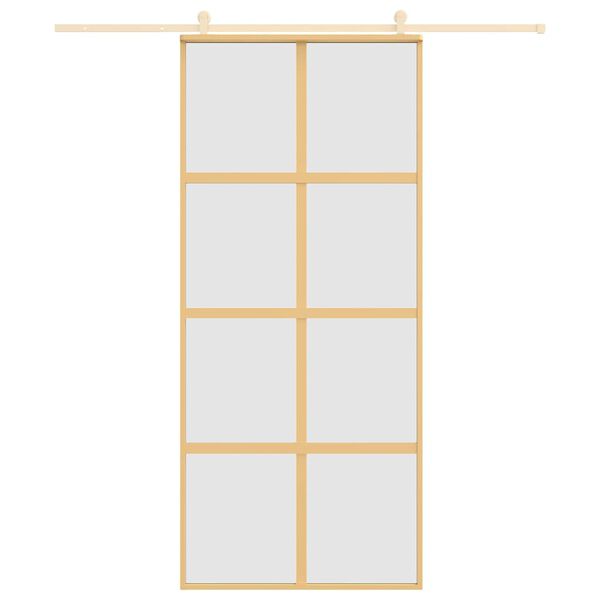 vidaXL Porte coulissante dor&eacute; 90x205 cm verre ESG d&eacute;poli et aluminium