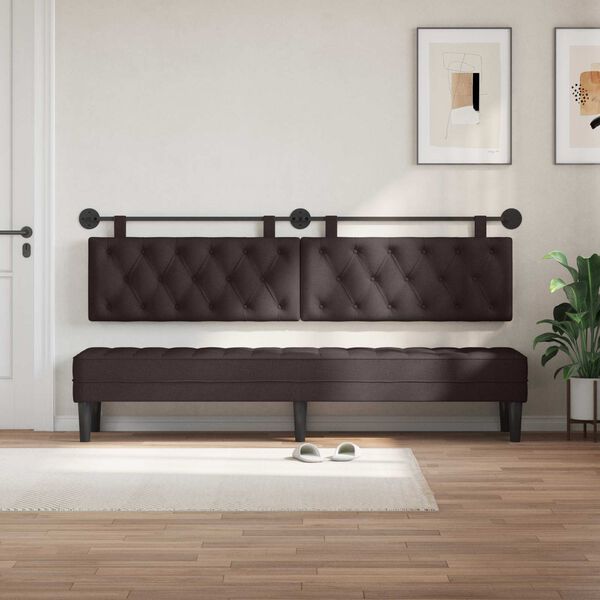 vidaXL T&ecirc;te de lit suspendue Marron fonc&eacute; 210 x 55 x 7 cm tissu