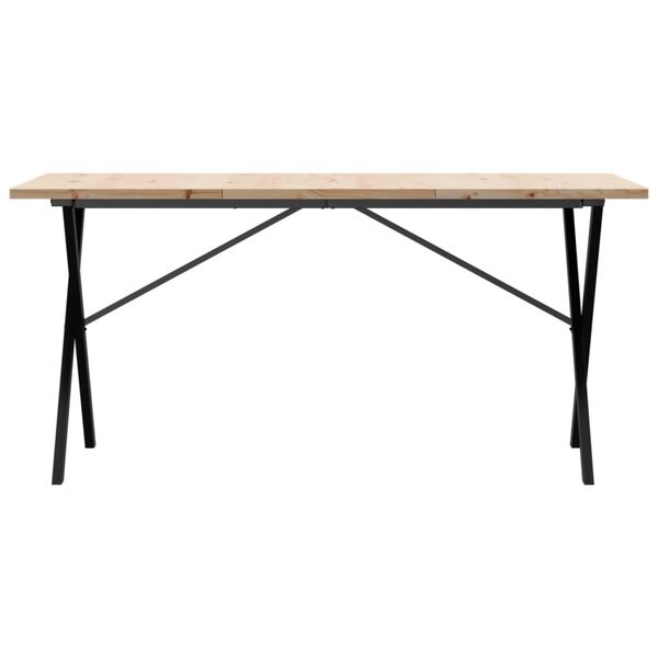 vidaXL Table à manger cadre en X 140x80x75,5 cm bois pin massif acier